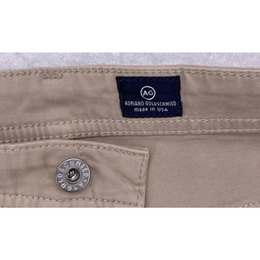 AG Adriano Goldschmied The Protege Straight Leg Pants 38x34 Khaki Tan Made in US